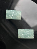 Aquamarine Carved Small Pairs Rectangle