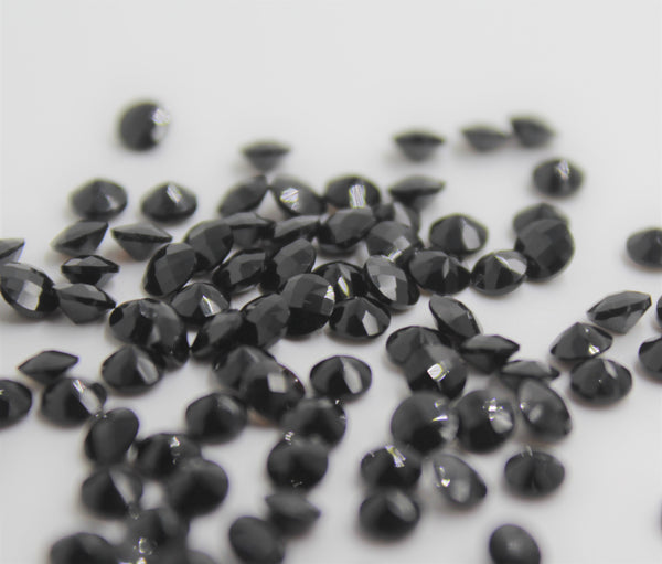 Black Onyx 4 MM Round Checkboard Faceted