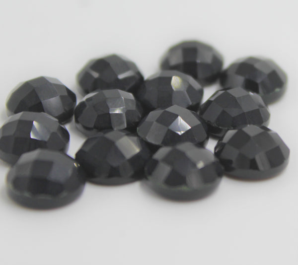 Black Onyx 8 MM Round Checkerboard Faceted