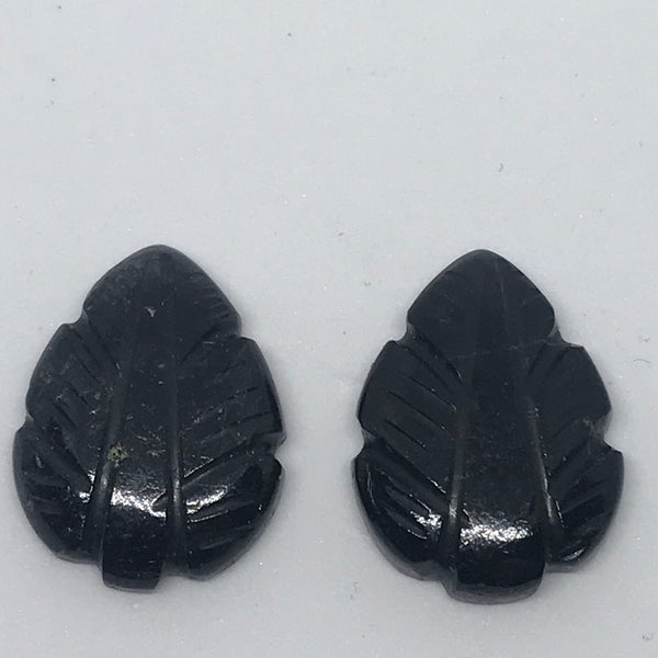 Black  Tourmalinated Quartz Carved Pair Earring