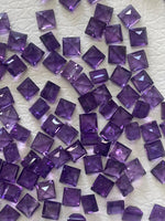 Amethyst 3 MM Square Faceted 10 pcs lot Small size